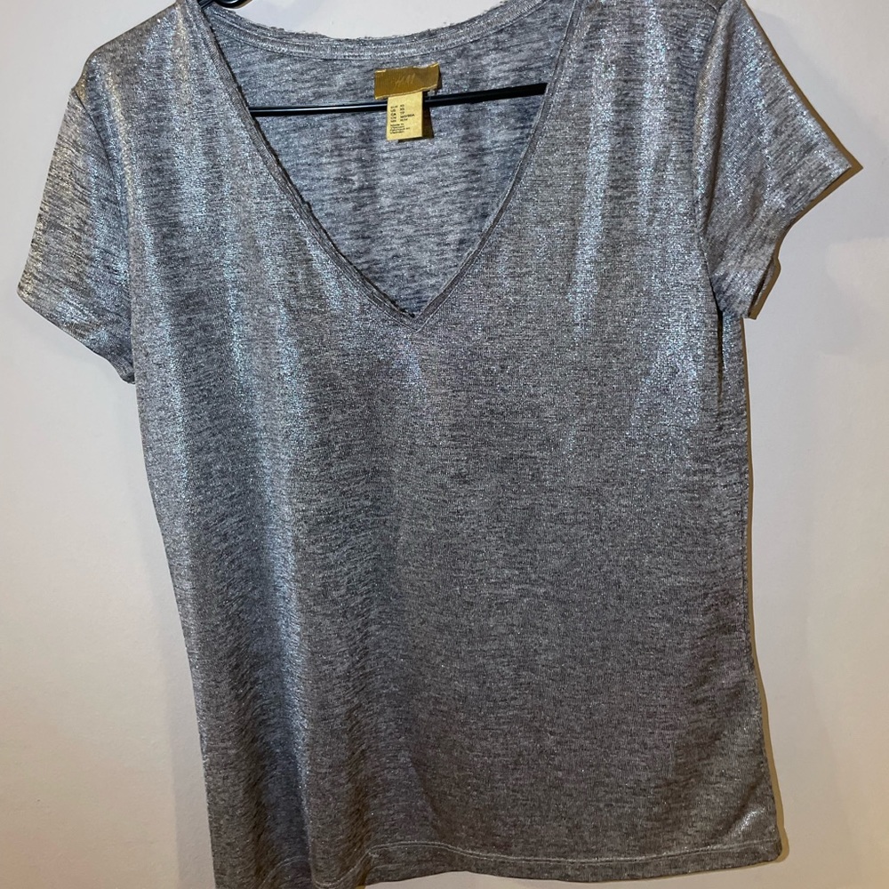 V-neck Women's Shimmer Loose Cap Sleeve Tank Top